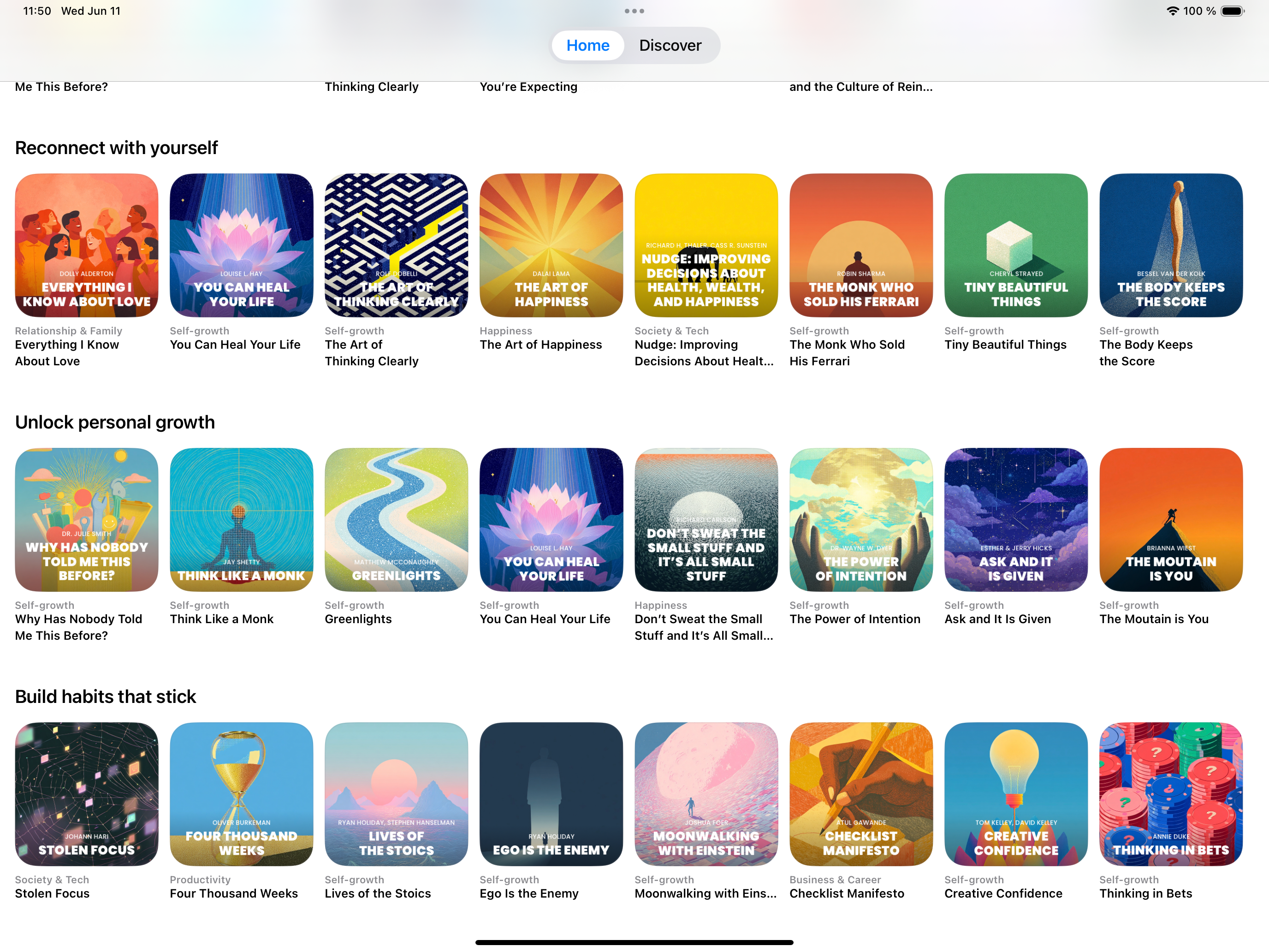 MindLift — vue Discover sur iPad Pro